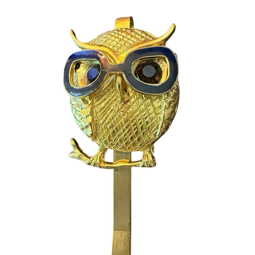 Vintage Owl Gold Tone Hair Clip 2.5" Adorable EUC